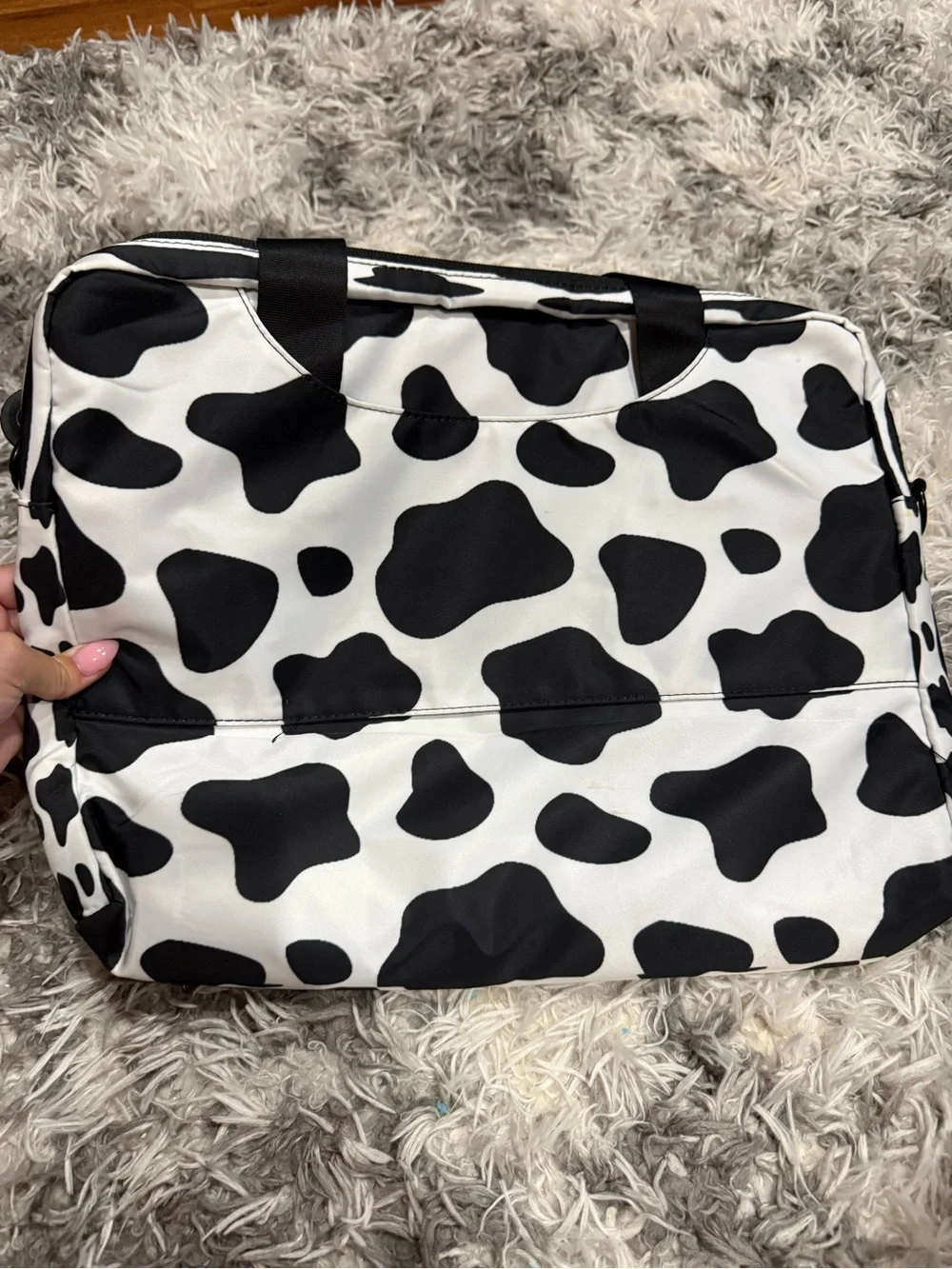 Large Cow Print Computer Case Bag W/ Strap and Storage